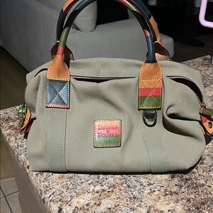 Dooney & Bourke Olive Canvas Bag with Multicolor Trim